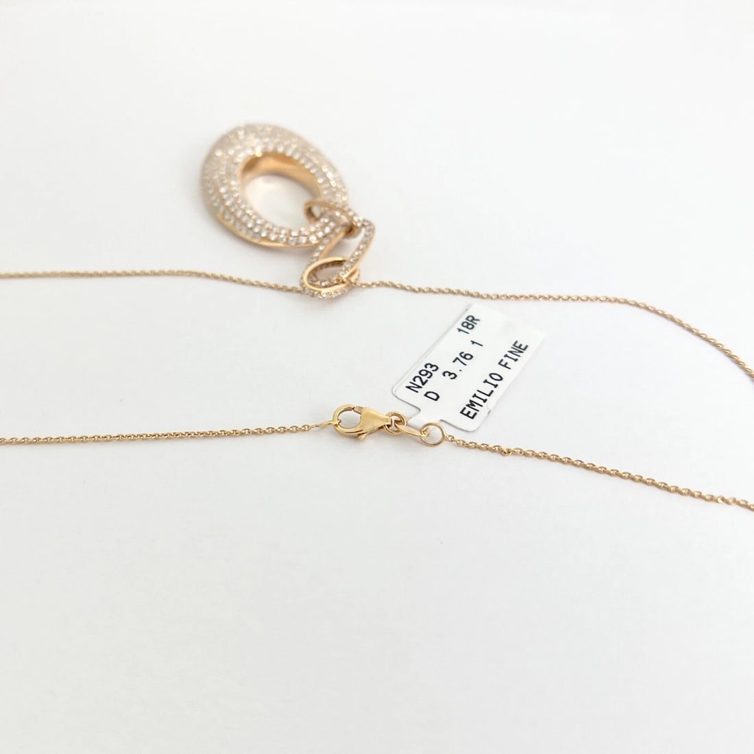 Hanging Oval Pave Diamond Pendant Necklace 18K Pink Rose Gold, 3.76 CTW - 6