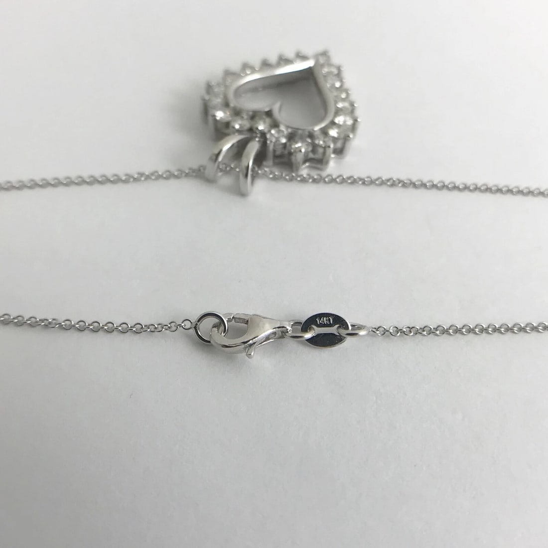 Diamond Open Heart Pendant Necklace 14K White Gold, 1.20 CTW, 6.08 Grams - 10