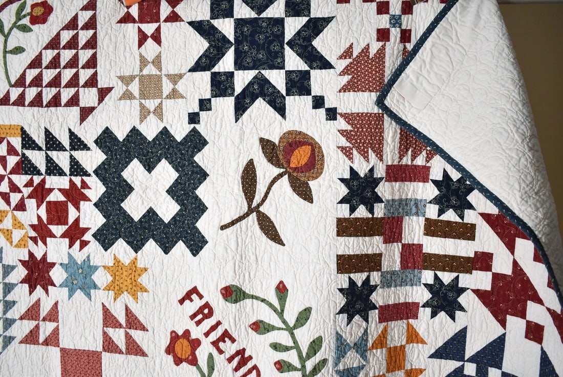 Friendship Sampler Quilt w/American Flag - 12