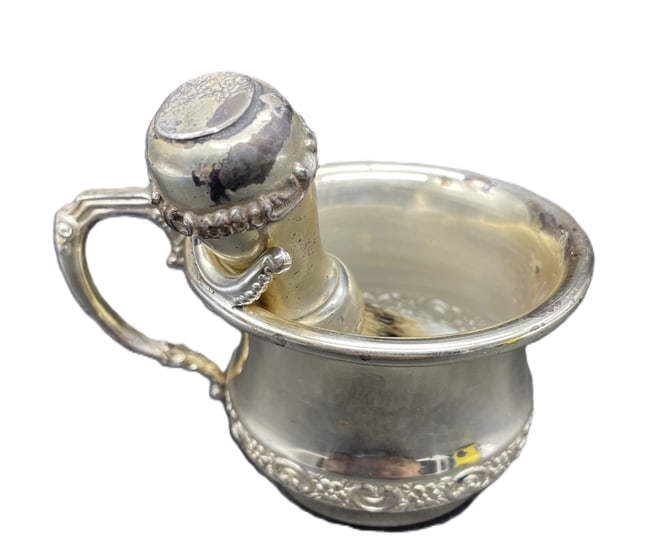 Antique F.B. Rogers Silver Co. Silverplated Shaving Mug with Brush - 2