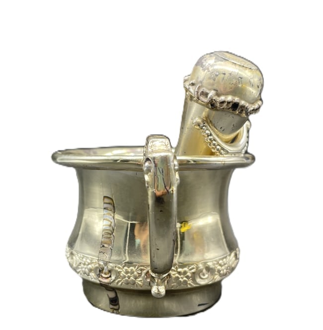 Antique F.B. Rogers Silver Co. Silverplated Shaving Mug with Brush - 6