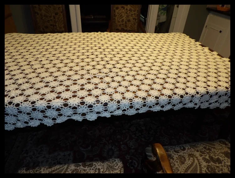 Hand Made Crochet Tablecloth or Full Bed Coverlet - 3