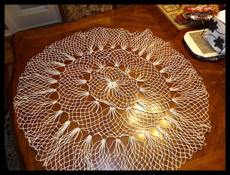 Large Crochet Round Tablecloth - 3