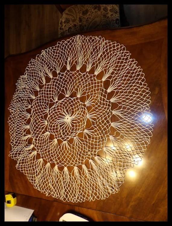 Large Crochet Round Tablecloth - 4