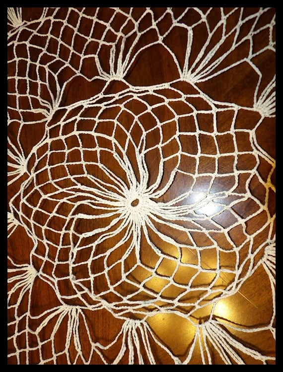 Large Crochet Round Tablecloth - 6