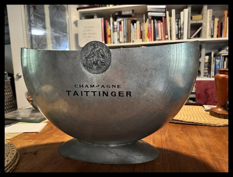 Vintage Orfevrerie French Signed Taittinger Pewter Double Magnum Champagne Bucket - 3