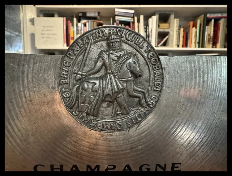 Vintage Orfevrerie French Signed Taittinger Pewter Double Magnum Champagne Bucket - 6