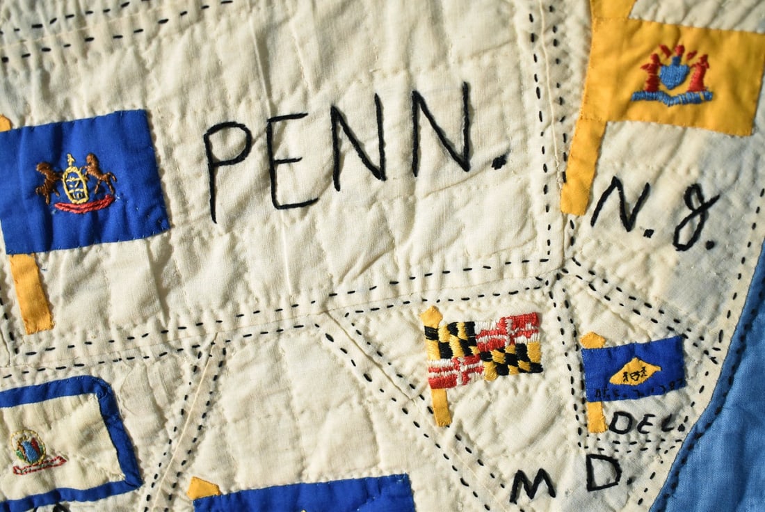 RARE Vintage 1930's USA Map Quilt - 4