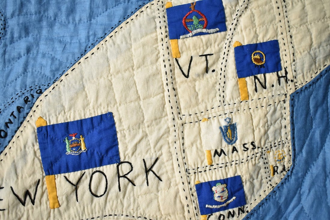 RARE Vintage 1930's USA Map Quilt - 5