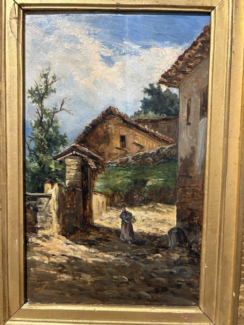 Artist Signed European Landscape Oil On Board Painting - 2