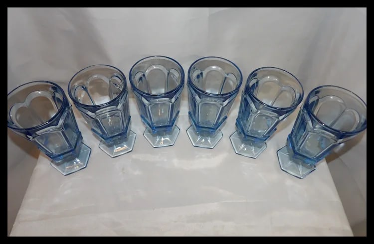 Fostoria Virginia Blue Iced Tea Glasses - 4