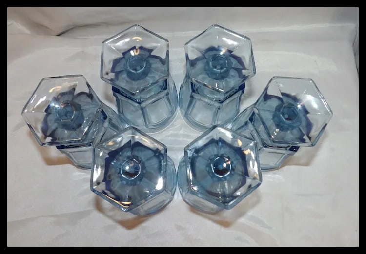 Fostoria Virginia Blue Iced Tea Glasses - 6