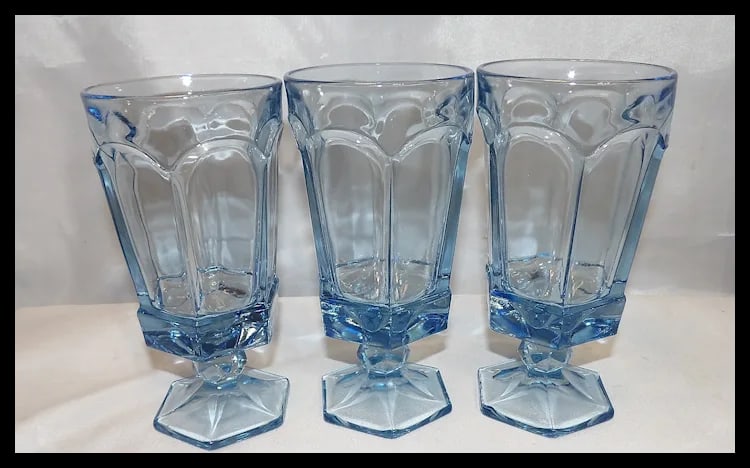 Fostoria Virginia Blue Iced Tea Glasses - 7