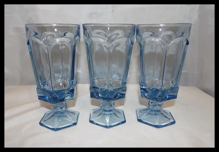 Fostoria Virginia Blue Iced Tea Glasses - 8