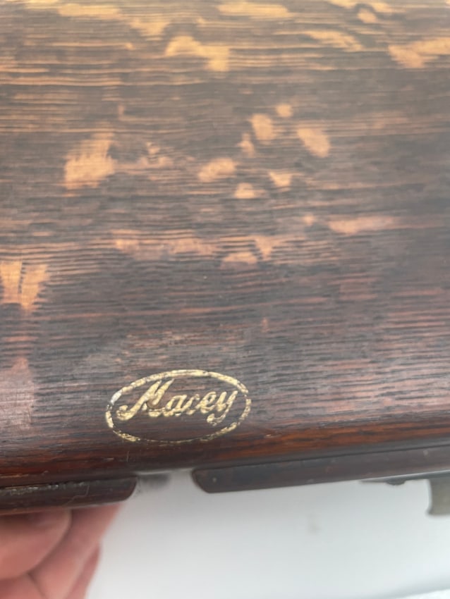 ANTIQUE LARGE MACY OAK 2 DRAWER DOVETAILED FILE BOX - 3