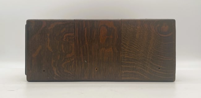 ANTIQUE LARGE MACY OAK 2 DRAWER DOVETAILED FILE BOX - 6