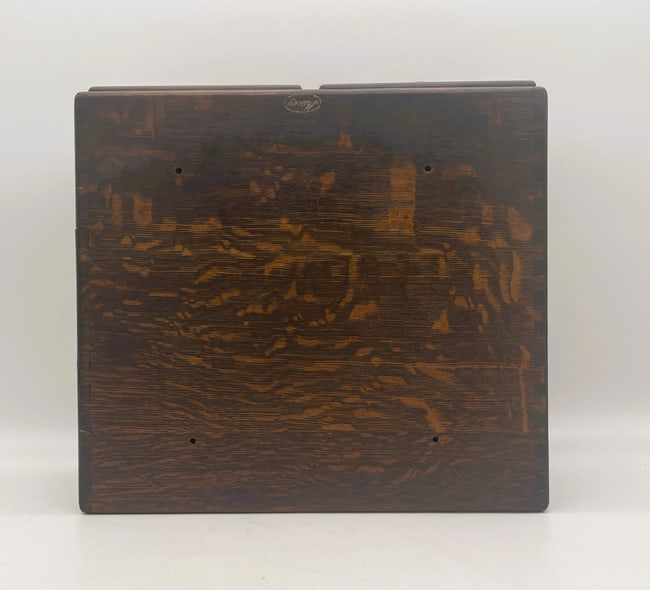ANTIQUE LARGE MACY OAK 2 DRAWER DOVETAILED FILE BOX - 7