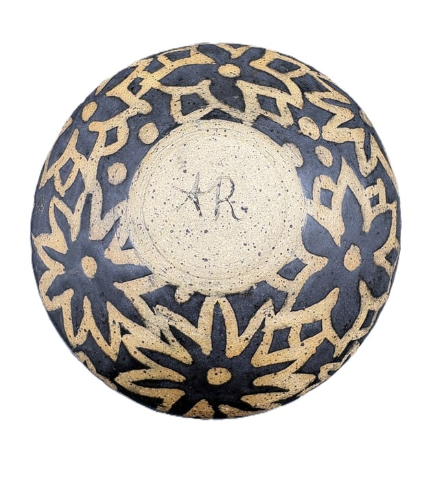 Studio Art Pottery Bowl Artist Signed A.R. - 2
