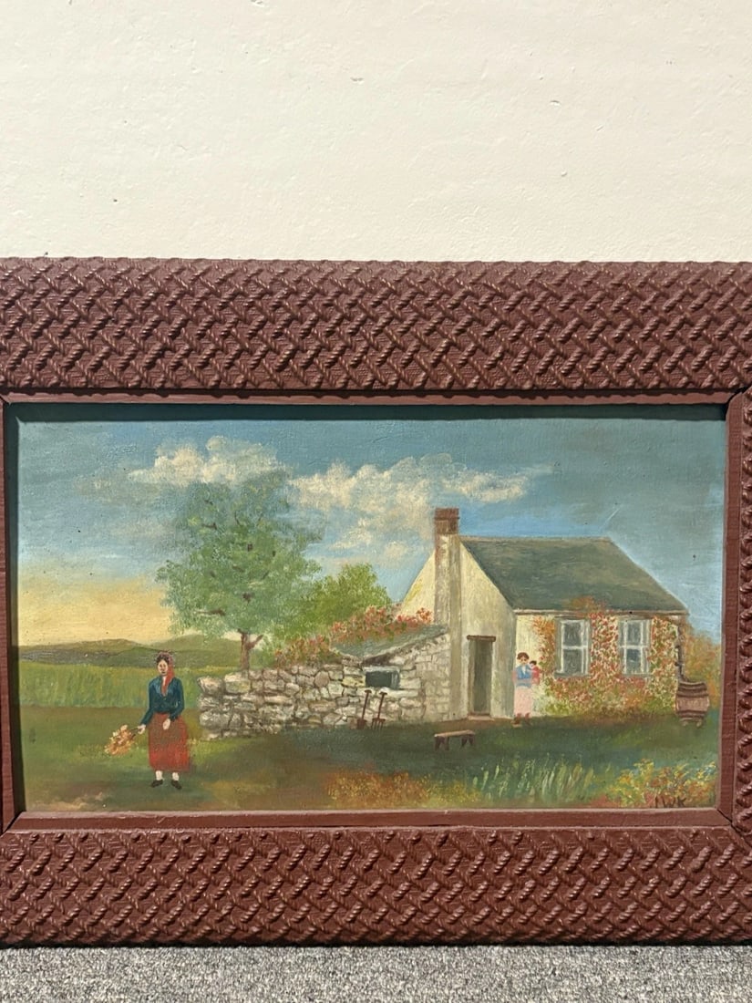 1931 Folk Art Oil On Board Painting - 2