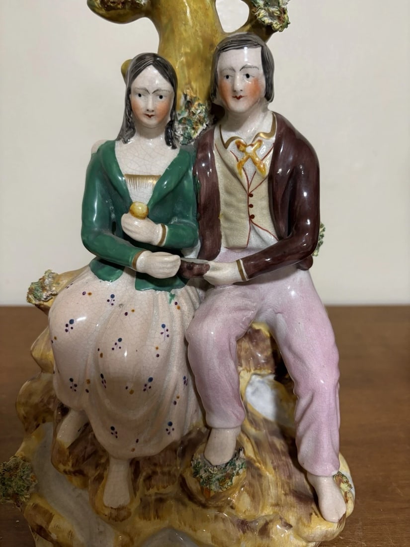 Staffordshire Man & Woman Figural Spill Vase - 5