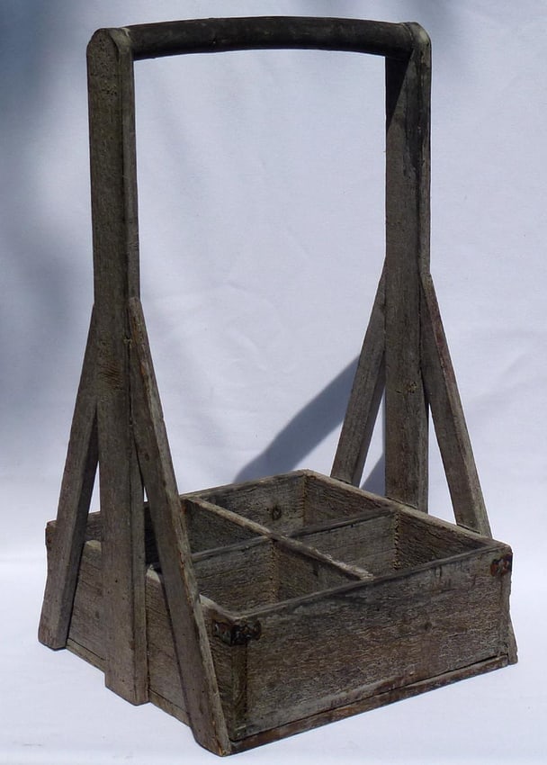An interesting old wood "tote"made of crate wood (1 of 9)