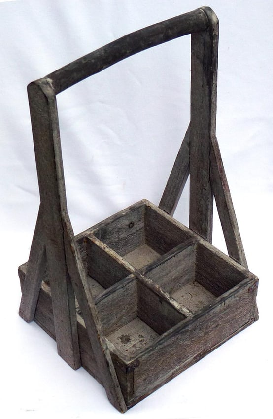 An interesting old wood "tote"made of crate wood - 3