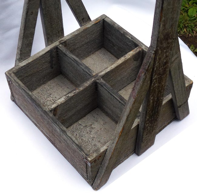 An interesting old wood "tote"made of crate wood - 4