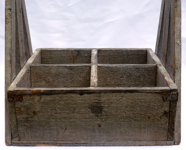 An interesting old wood "tote"made of crate wood - 5