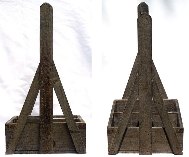 An interesting old wood "tote"made of crate wood - 8