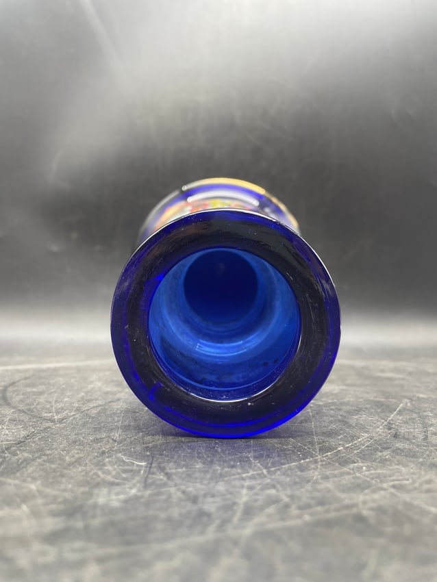 Persian Qajar Cobalt Blue Pipe Hookah Nargileh Shisha Base Glass Vase Naser Shah - 6