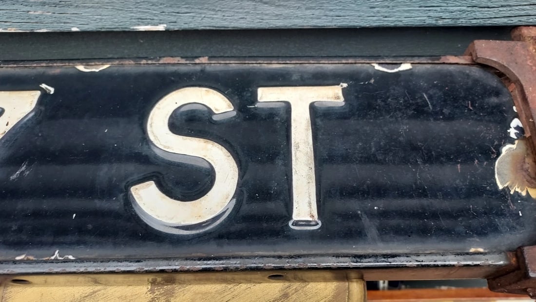 Antique Enamel Street Sign 67th St. - 4