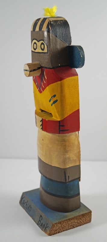 Totem Pole Doll Wooden Antique Still Bank - 2