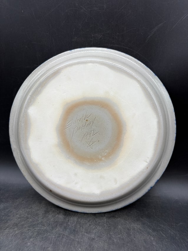 1992 Eldreth Stoneware Pottery Christmas Pie Plate - 3