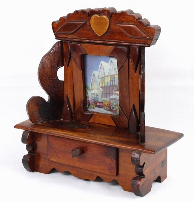 A miniature dresser decorated with a heart and diamonds. - 2