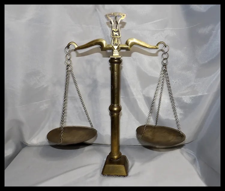 Antique Brass Pan Balance Scale of Justice - 2
