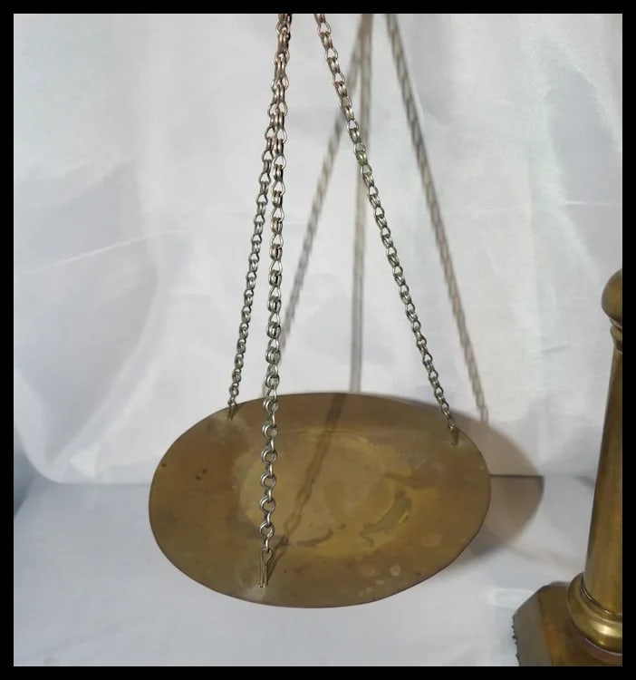 Antique Brass Pan Balance Scale of Justice - 5