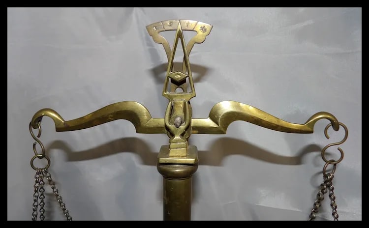 Antique Brass Pan Balance Scale of Justice - 6