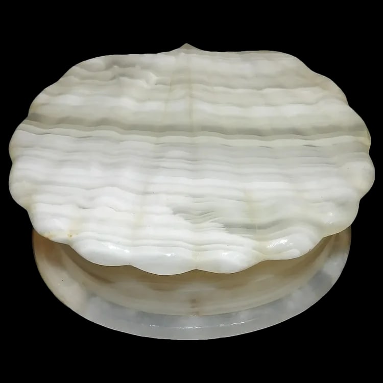 Vintage Onyx Shell Trinket Box Hinged Lid, Natural Stone (1 of 11)