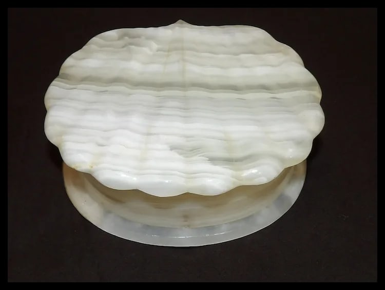 Vintage Onyx Shell Trinket Box Hinged Lid, Natural Stone - 2