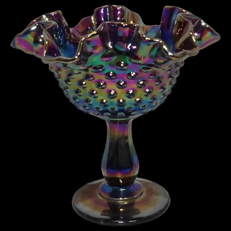 Fenton Amethyst Carnival Glass Hobnail Small Compote (1 of 7)