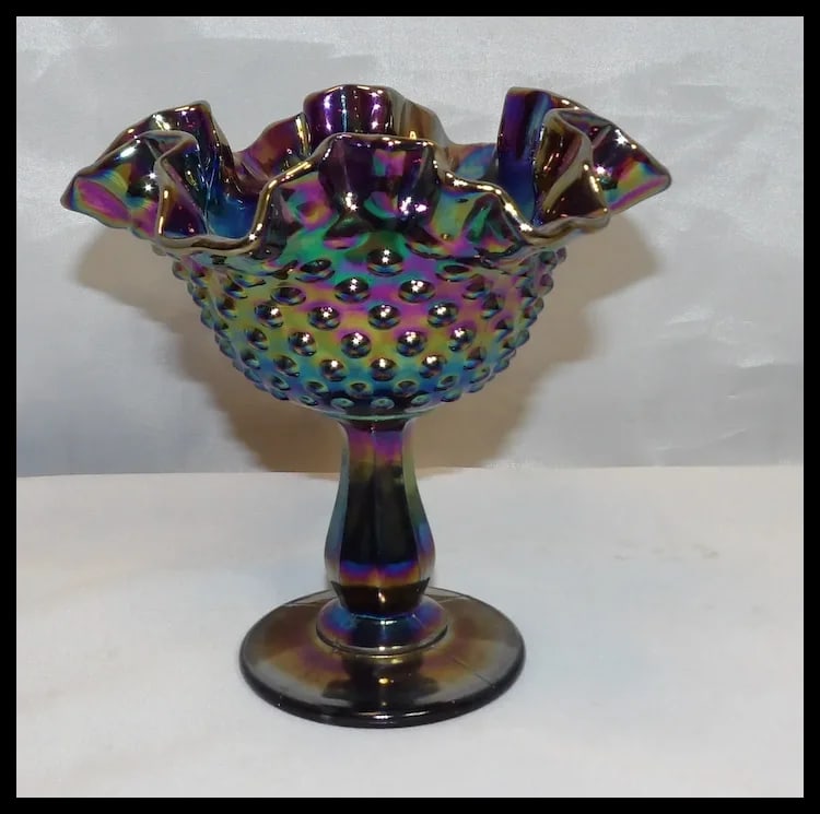 Fenton Amethyst Carnival Glass Hobnail Small Compote - 2