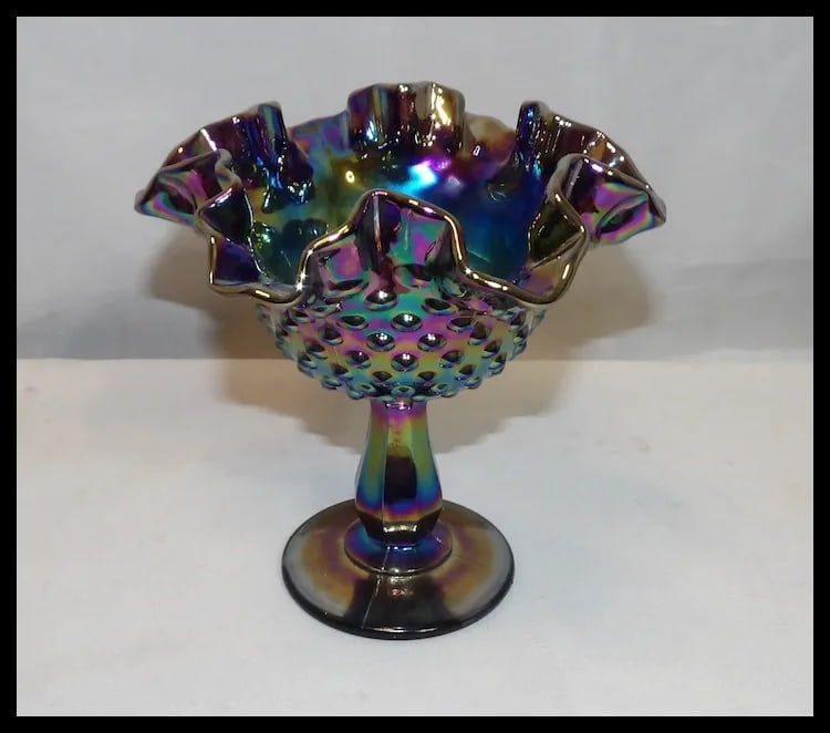 Fenton Amethyst Carnival Glass Hobnail Small Compote - 4