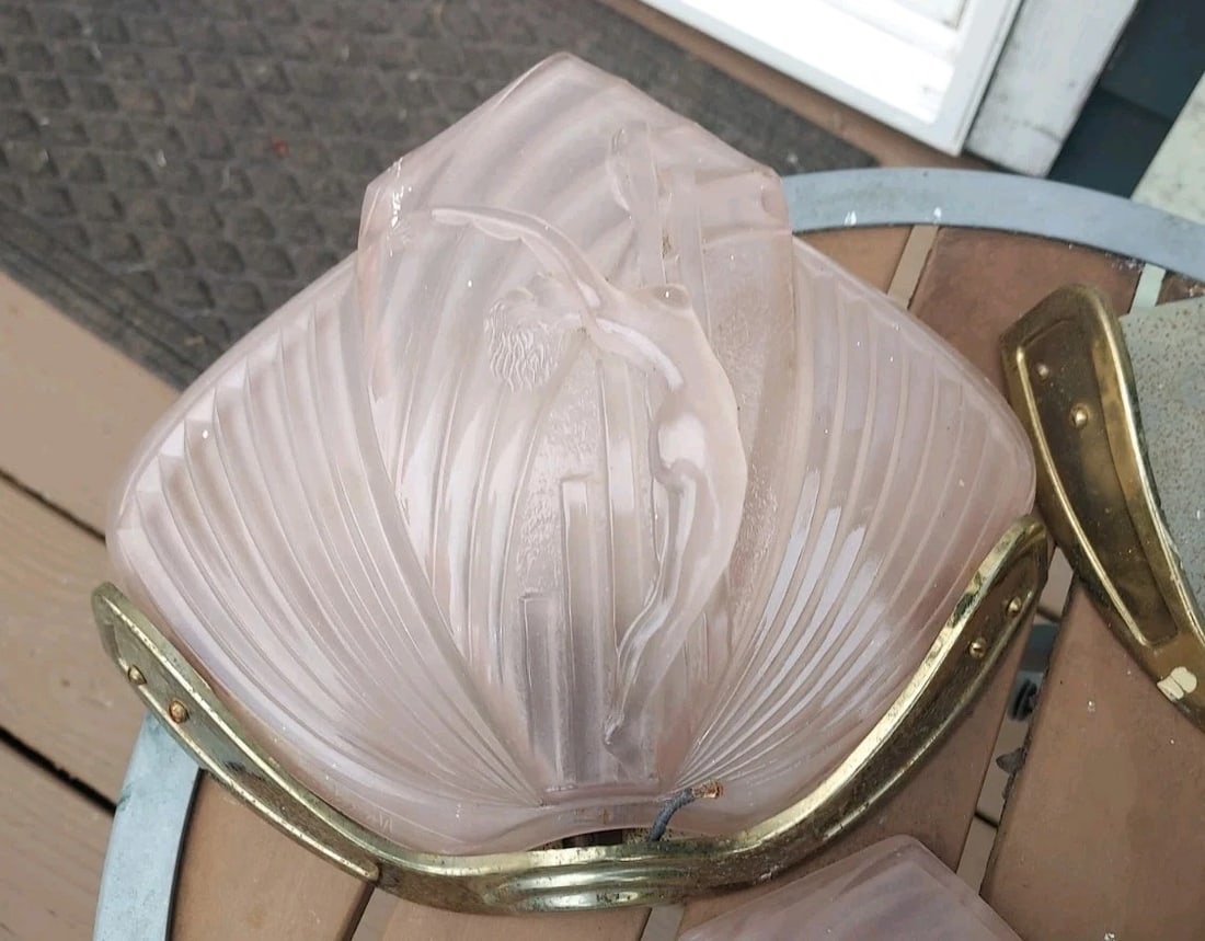 Antique Slip Shade pink women art deco style 1950 - 3