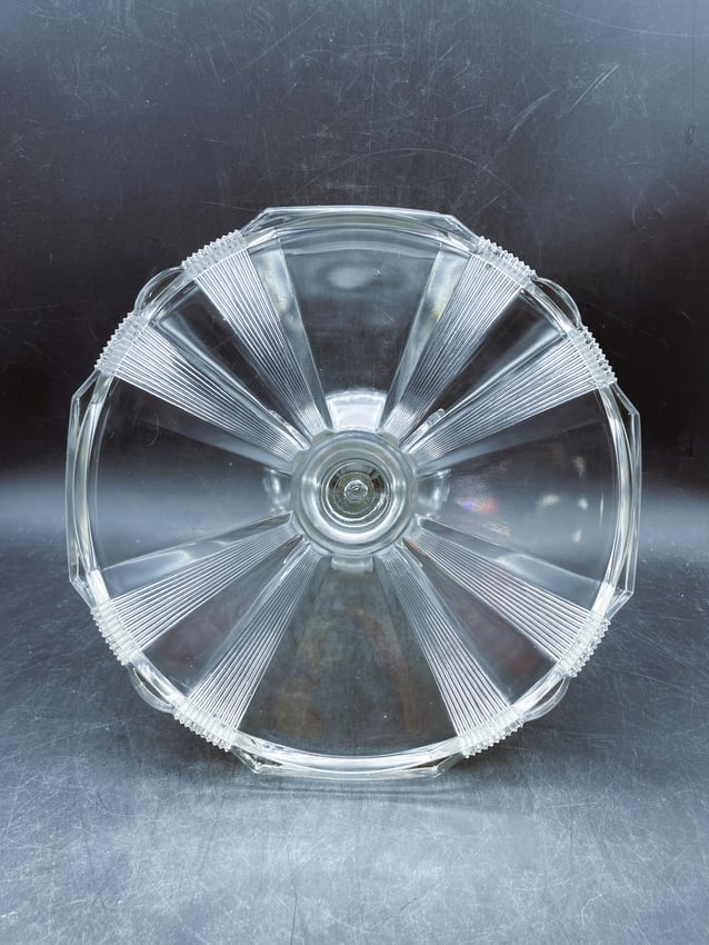 Antique 1882 Glass Cake Stand Pedestal Salver 10" Clear Ribbon Adam's & Co - 5