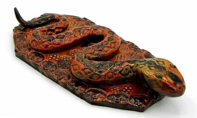 A redware pottery snake with embossed and glazed decoration - 3