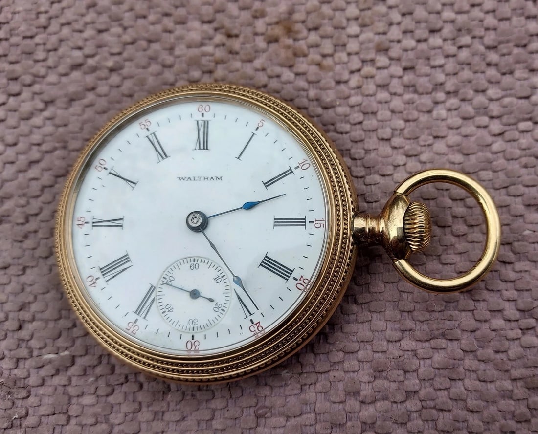 Pocket Watch Waltham Case Gold Filled 20 year 18s Engraved Beaded Edge 15J - 3
