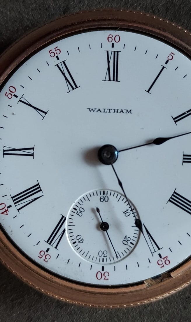 Pocket Watch Waltham Case Gold Filled 20 year 18s Engraved Beaded Edge 15J - 4