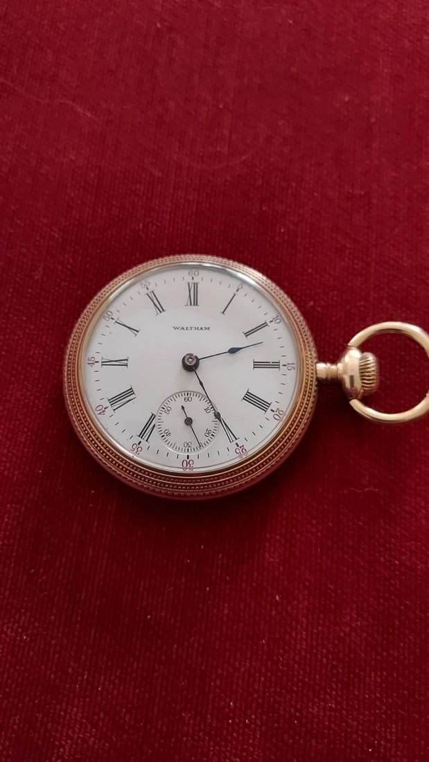 Pocket Watch Waltham Case Gold Filled 20 year 18s Engraved Beaded Edge 15J - 5