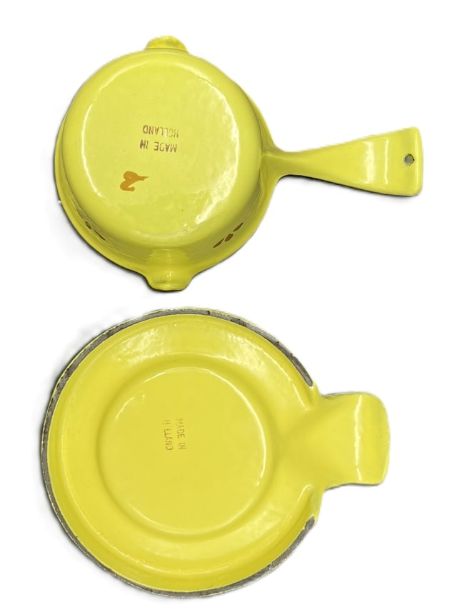 Vintage Enamel over Cast Iron Warmer & Trivet Holland - 8