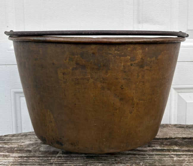 Large Copper Kettle with Hand Forged Iron Handle ~ Apple Butter - 4